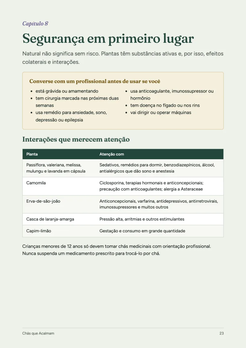 Página do e-book sobre segurança e interações com remédios